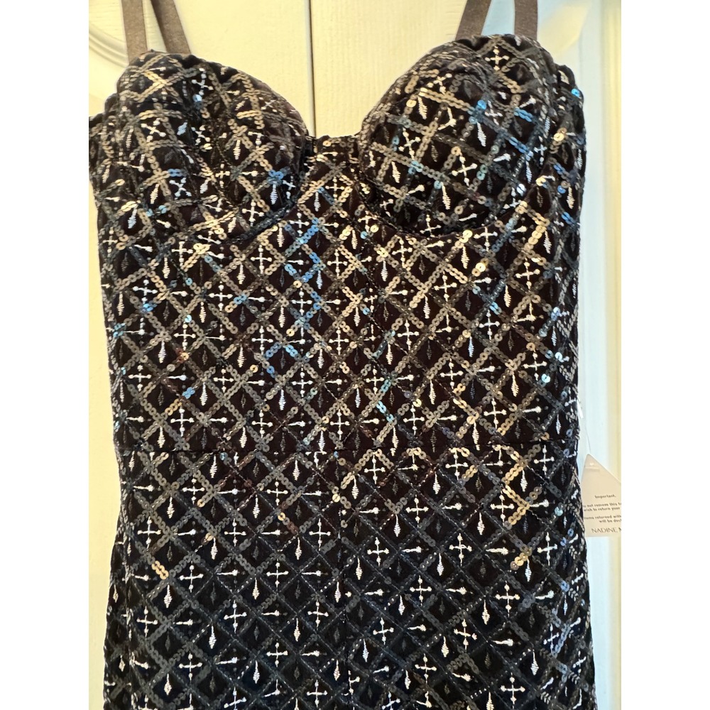 NWT NADINE MERABI Black Sequin Corset Jumpsuit - Picture 5 of 16